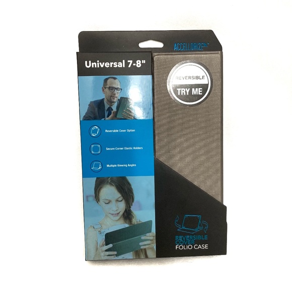 Accellorize Universal Reversible 7-8" Folio Case For Tablets - Picture 1 of 3